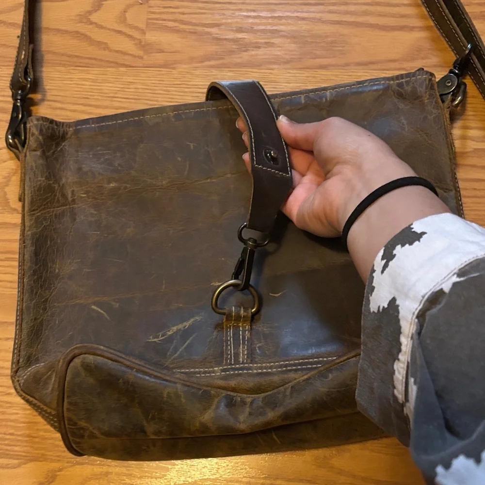 Myra Bag Dark Brown Leather Messenger Crossbody